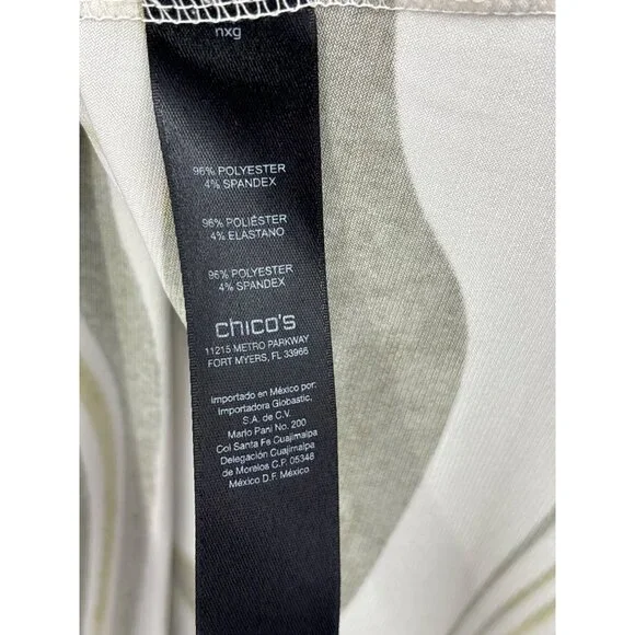 Chico's Travelers Swirl Print Stretch Blouse Top Olive Green Size 3 (16) XL - Picture 4 of 5